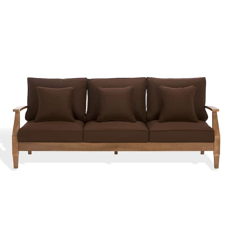 SAFAVIEH Couture Martinique Wood Patio Sofa - Natural / Dark Brown