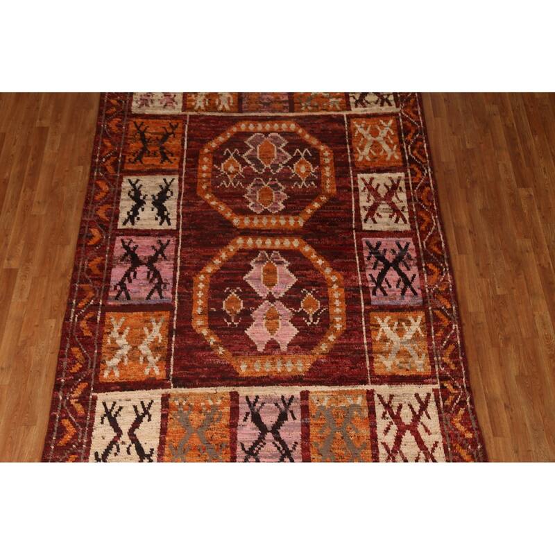 Tribal Geometric Moroccan Oriental Area Rug Hand-knotted Wool Carpet - 6'9" x 10'0"