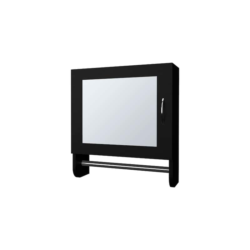 Black Wall-Mounted Medicine Cabinet with Towel Bar and Mirror, Perfect for Small Bathrooms and Tight Spaces