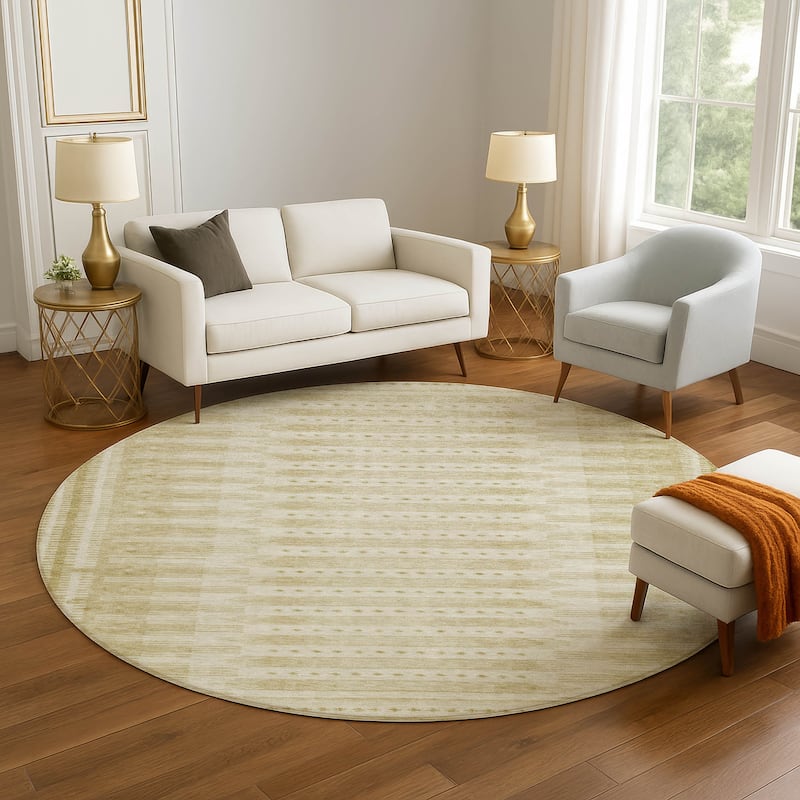Premium Washable Super Soft Striped Ombre Mayfield Rug - Gold - 8' x 8'