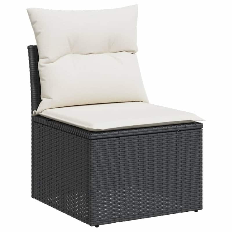 vidaXL Patio Sofa Set with Cushions Outdoor Conversation Furniture Poly Rattan - 24.4 x 24.4 x 27.2 in
