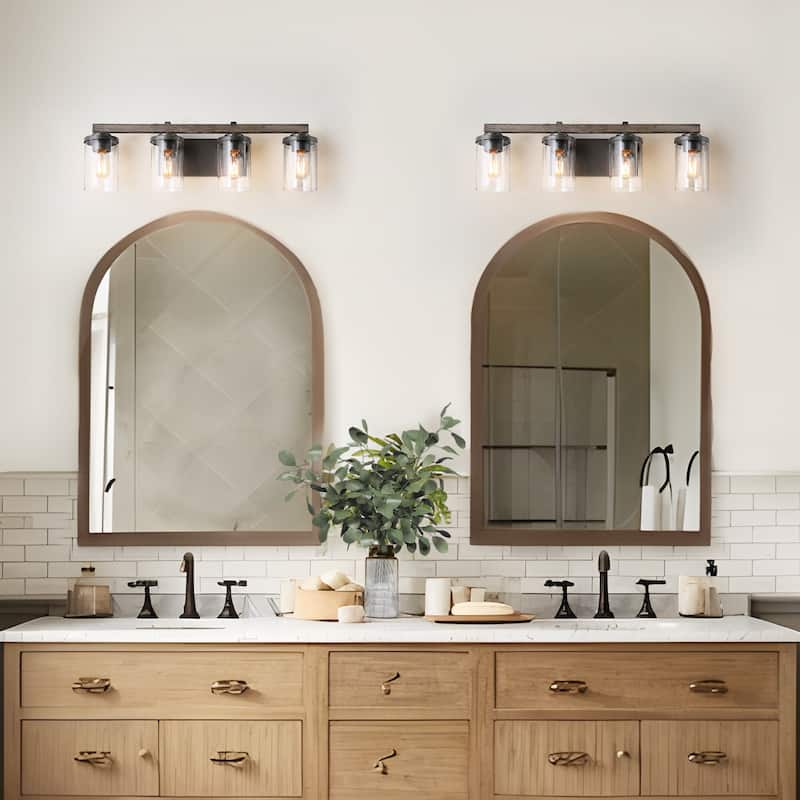 Fora Modern Farmhouse 3/4-Light Bathroom Vanity Lights Glass Wall Sconces