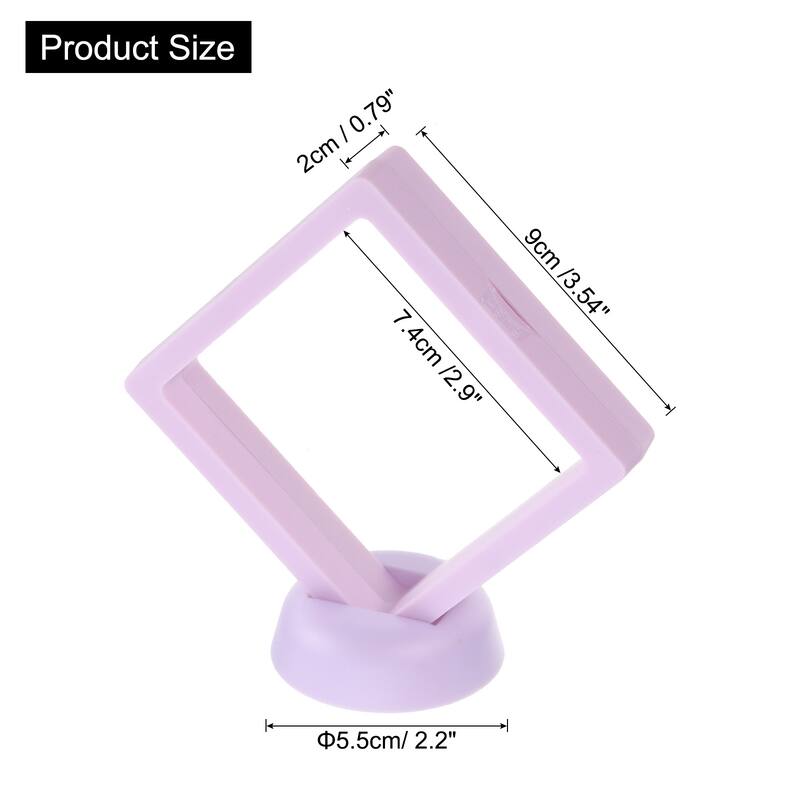 12 Pcs 3D Floating Display Case, Display Holder PE Jewelry Storage Box - Purple - 3.54 x 3.54 Inch