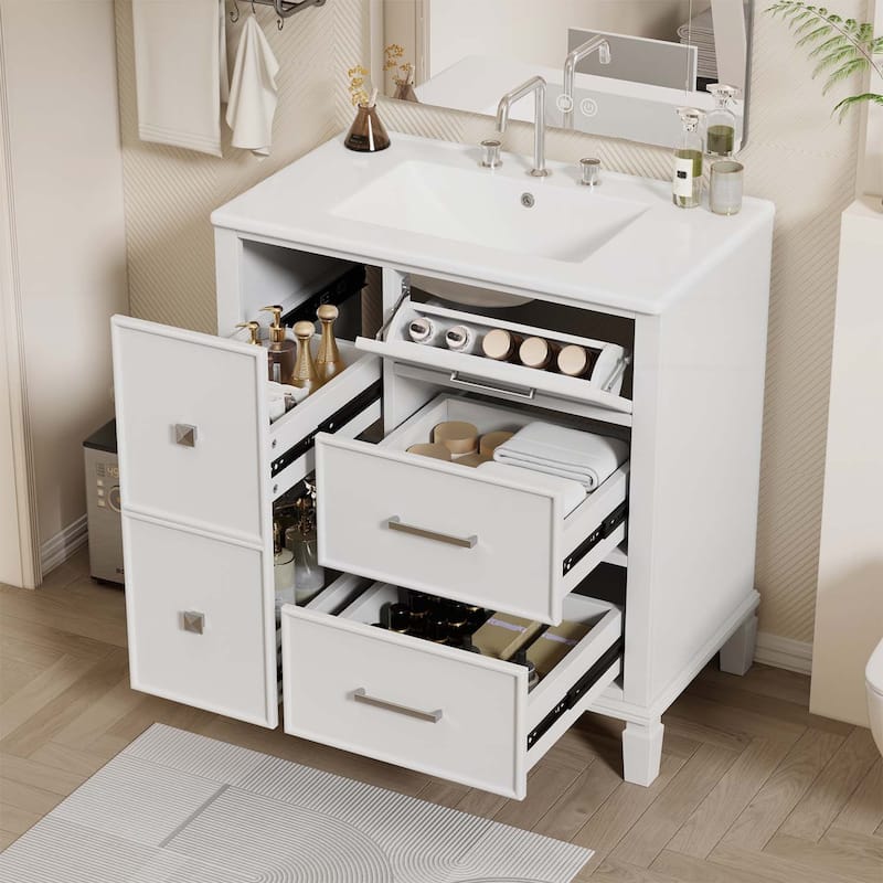 30 Inch Bathroom Vanity with Ceramic Sink