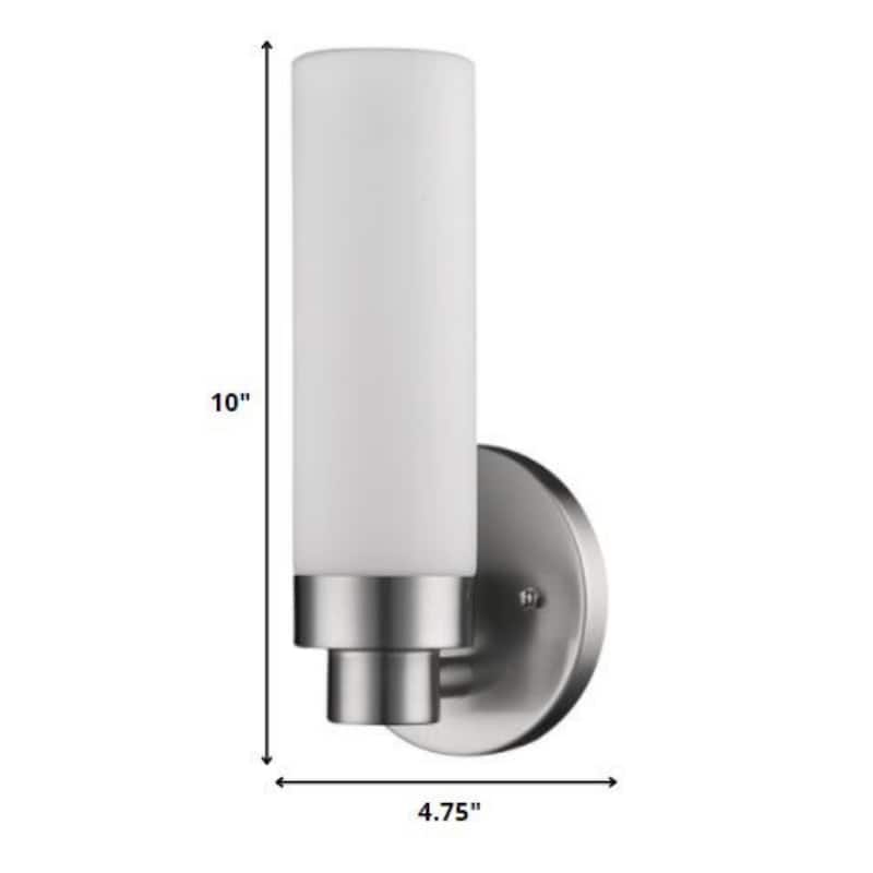 Minimalist Wall Sconce with Narrow Frosted Glass and Metal Base - 3.75” x 4.75” x 10”