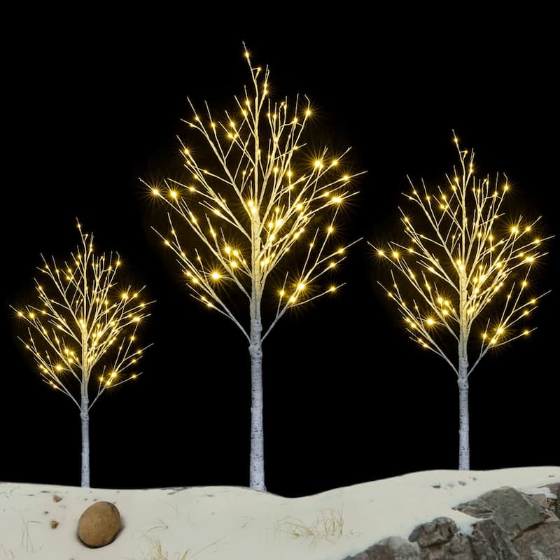 6Ft Birch Tree 96LED Lights White Christmas Decoration
