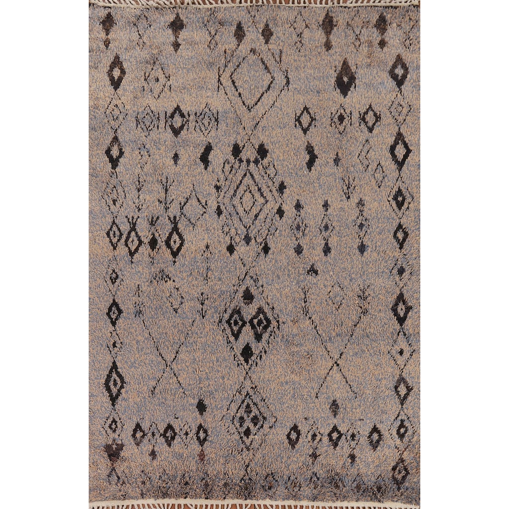 Geometric Moroccan Oriental Area Rug Handmade Wool Carpet - 7'2" x 10'6"