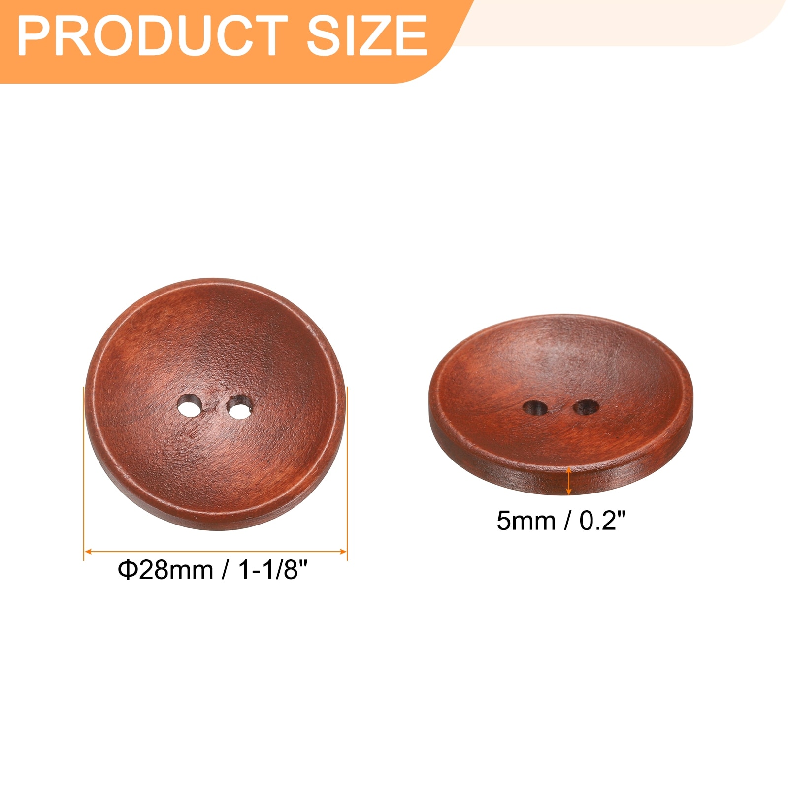 Wooden Sewing Button 2 Holes Wood Round Craft Replacement Buttons for Clothing DIY Crafts