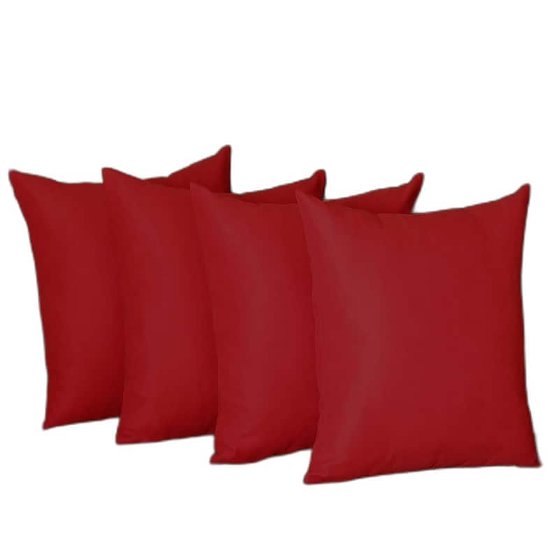 HomeRoots Set Of Four 17" X 17" Red Polyester Zippered Pillow Cover