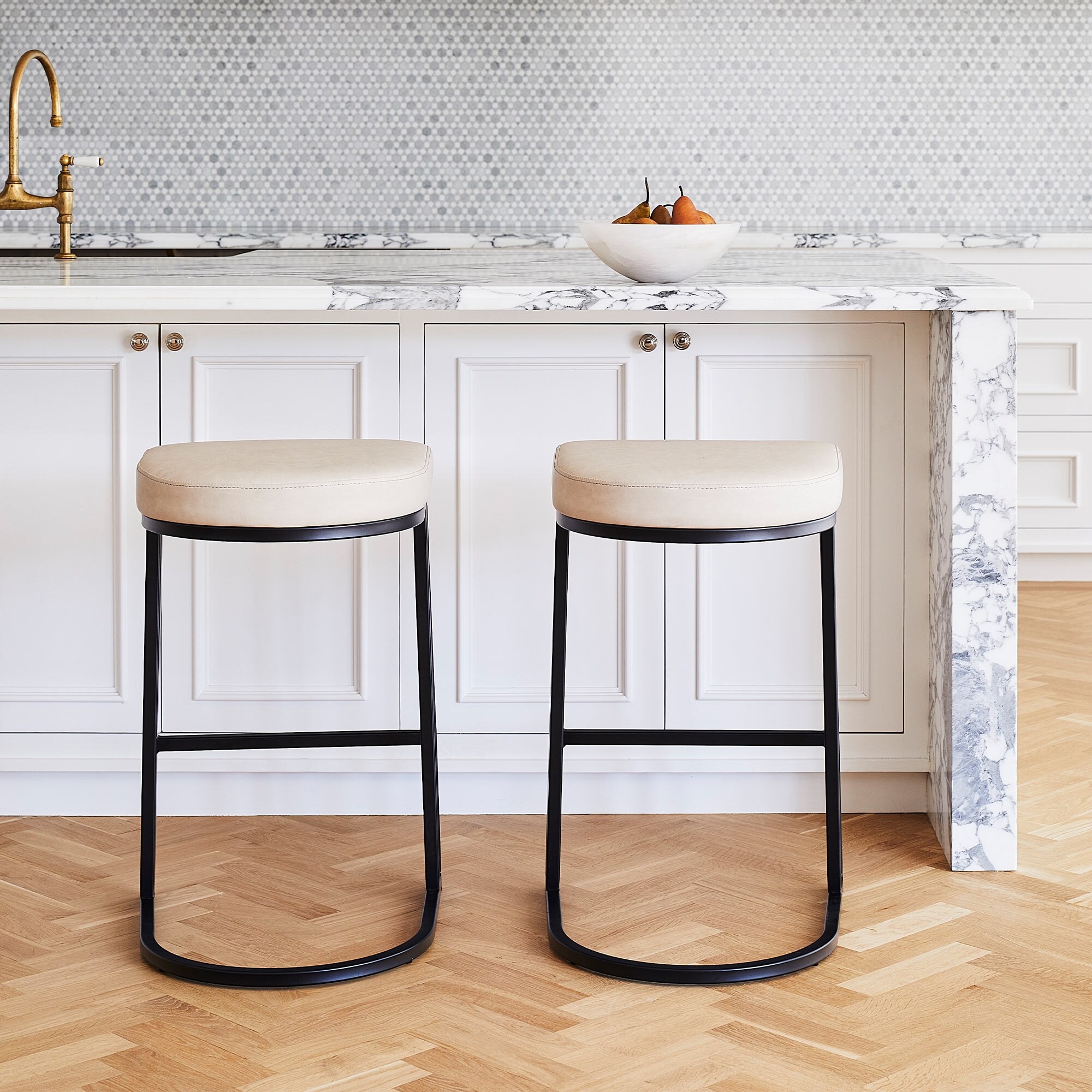 Backless leather 2025 counter stool