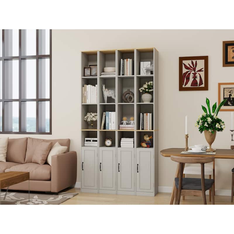 72"Tall Slim Storage Cabinet, 6-Tier Narrow Freestanding Cabinet with 1 Door and 2 Adjustable Shelves, Bookcase Display Shelves