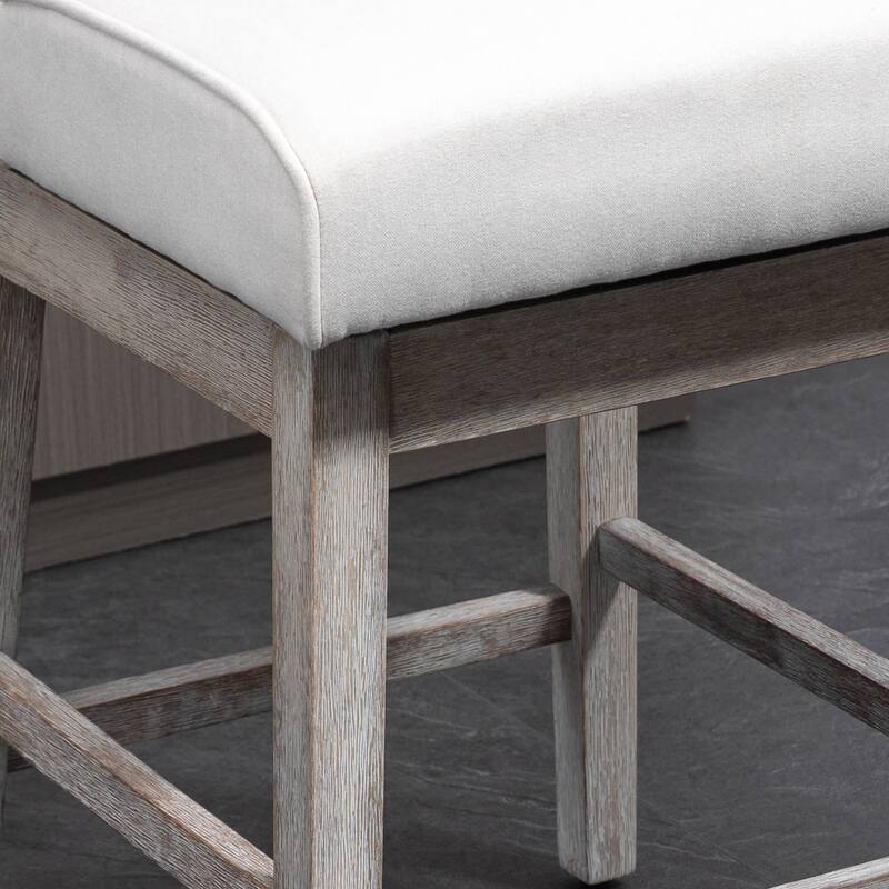 HOMCOM Counter Height Bar Stools Set of 2, 27" Seat Height Bar Chairs with Solid Wood Footrests and Button Tufted Design