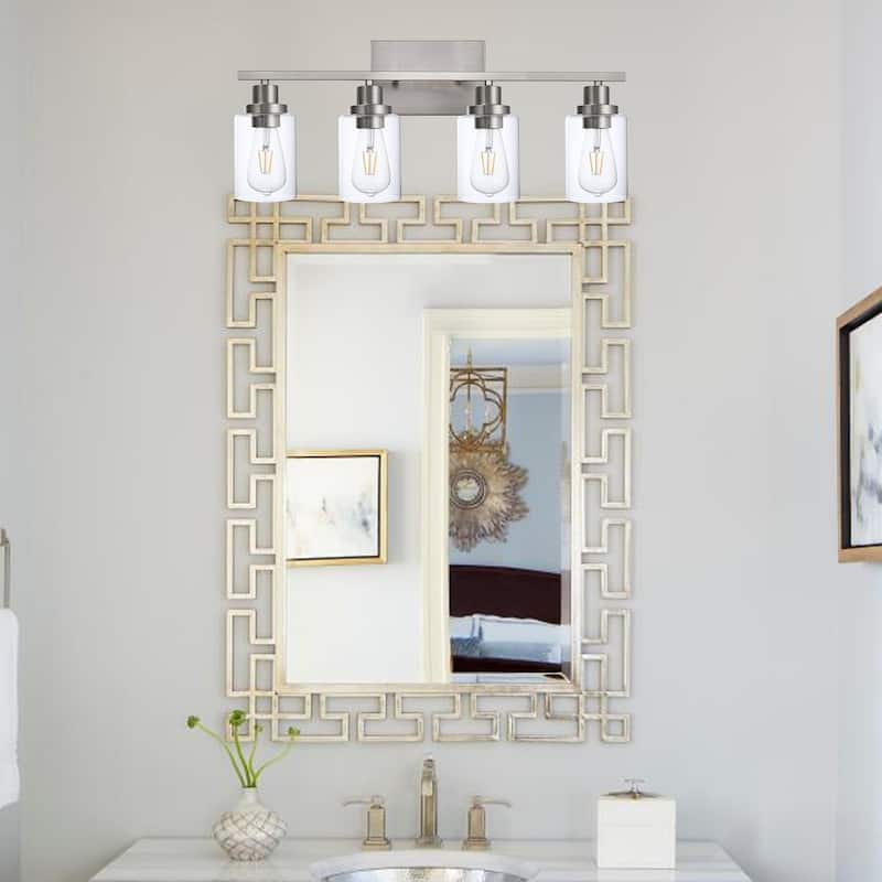 Wall Light Brushed Nickel Bathroom Vanity Lights, E26 Modern Bathroom Light Fixtures with Clear Glass Shade, Wall Lights - Black