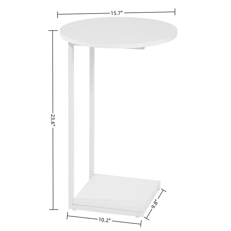 Small End Table,c Table End Table for Sofa,Round Coffee Table is Suitable for Living Room and Bedroom.(White)
