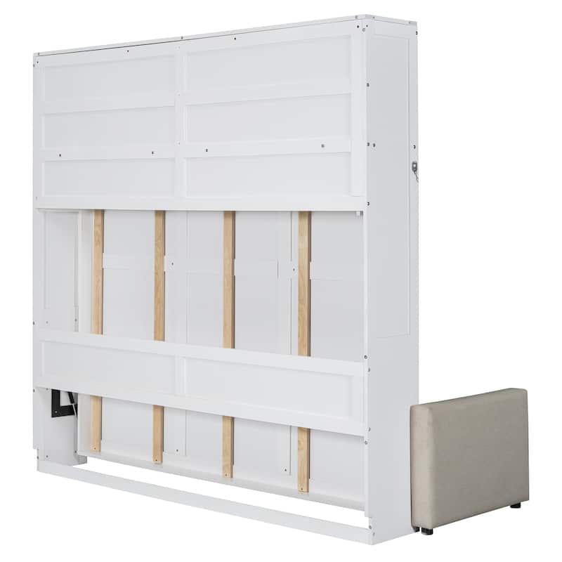 Roomfitters Queen Size Murphy Bed Wall Bed with Sofa and Overhead Storage Shelves, Space-Saving Fold Down Bed