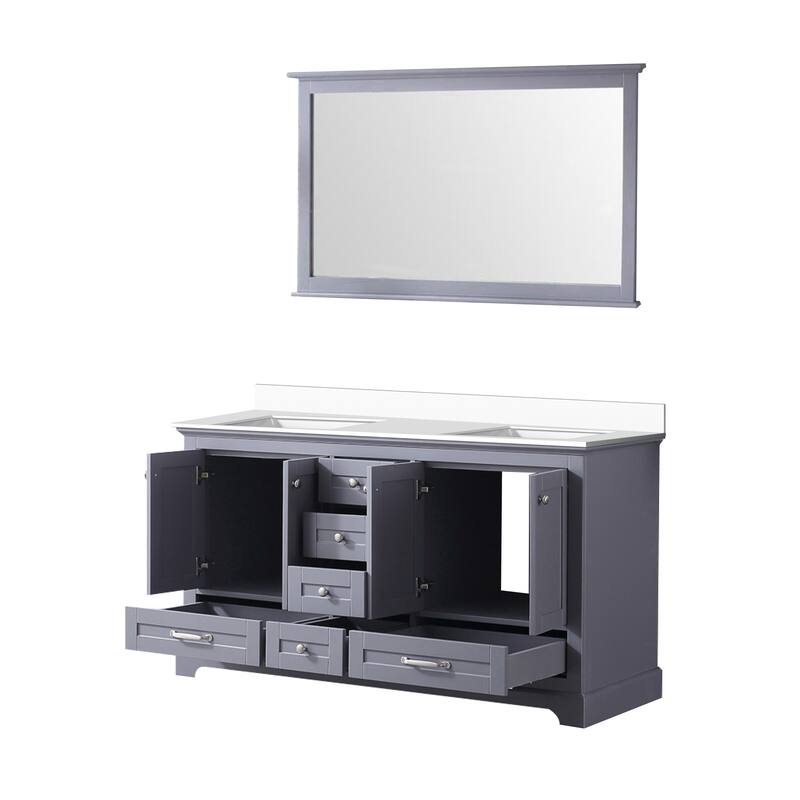 Dukes 60 in. W x 22 in. D White Double Bath Vanity, Cultured Marble Top, and 58 in. Mirror