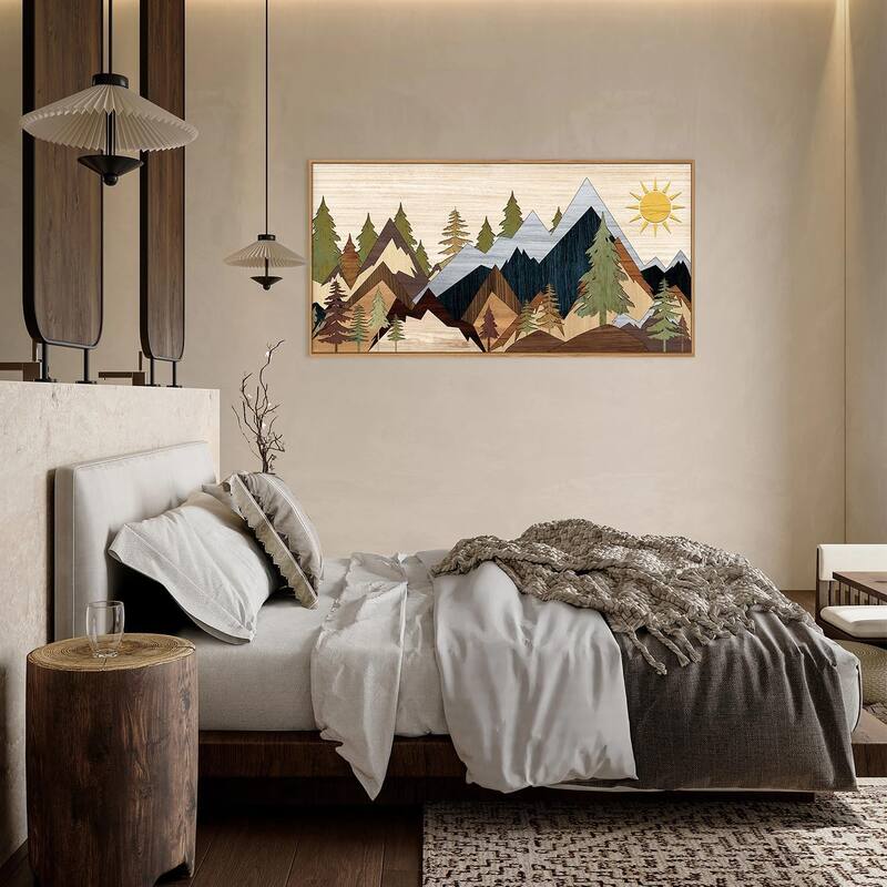 Nature Wilderness Illustration Wall Decor, Woodcut Forest