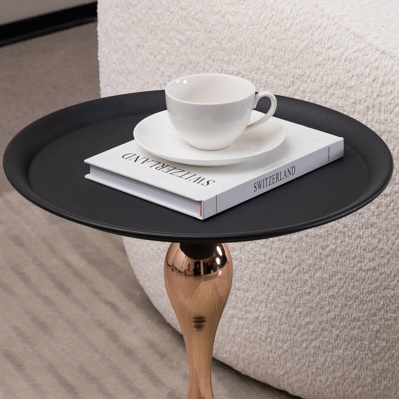 Mermaid Tail End Coffee Table Round Side Table, Modern Metal Pedestal Table, Minimalist Accent Table For Small Spaces