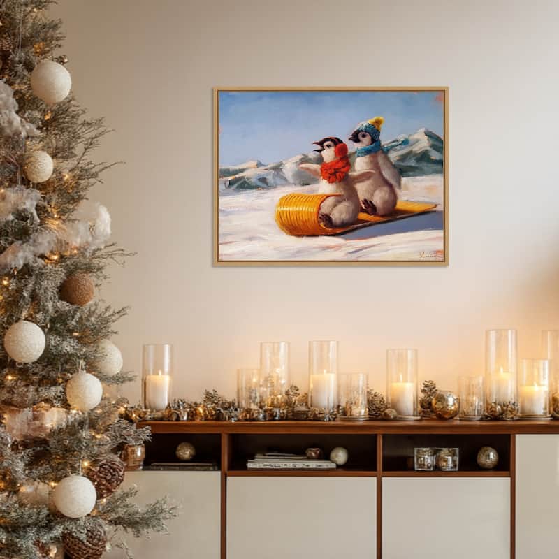 Toboggan by Lucia Heffernan (30 x 23 in.), Framed Canvas Wall Art Print - Sylvie Natural