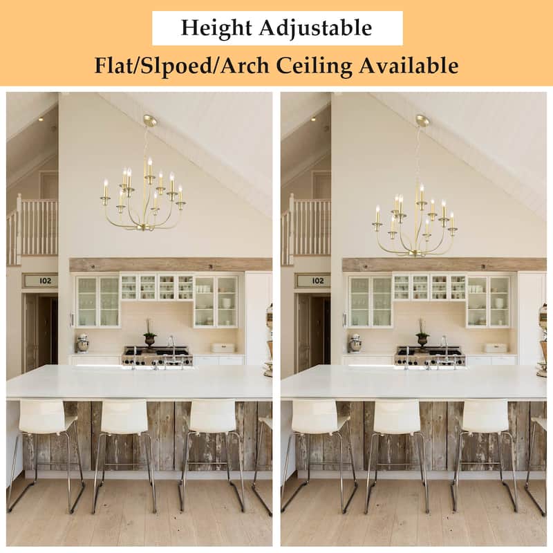 9-Light Candlestick Farmhouse Chandelier for Bedroom Living Room Staircase