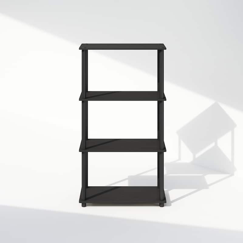 43.25 in. Tall Americano/Black Wood 4-Shelf Bookcase