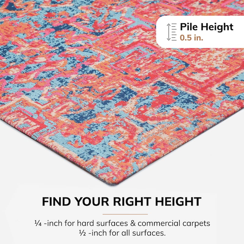 Jani 36"x48" Rug'd Chair Mat-Rug Style Office Chairmat for Carpet & Hard Floors| 0.5" Thick |Non-Slip, Foldable Desk Chair Mat