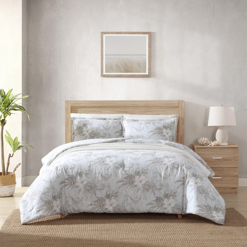 Tommy Bahama Beachway Blooms Reversible Grey Duvet Cover Set