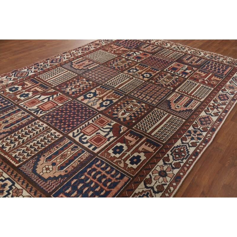 Garden Design Bakhtiari Vintage Persian Area Rug Handmade Wool Carpet - 6'9" x 10'3"