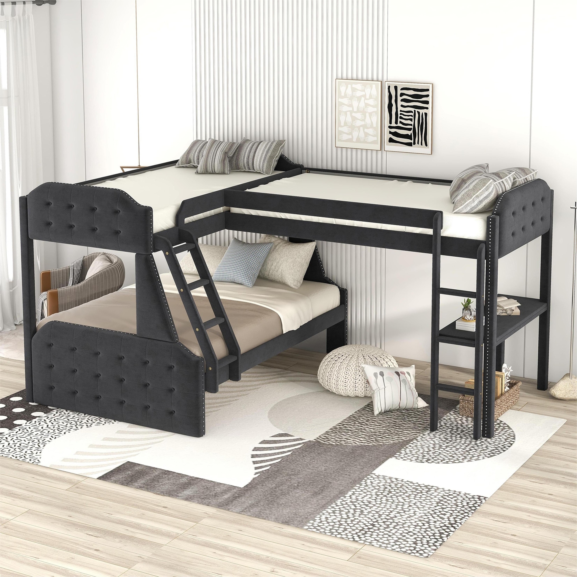 L shaped full sales bunk beds