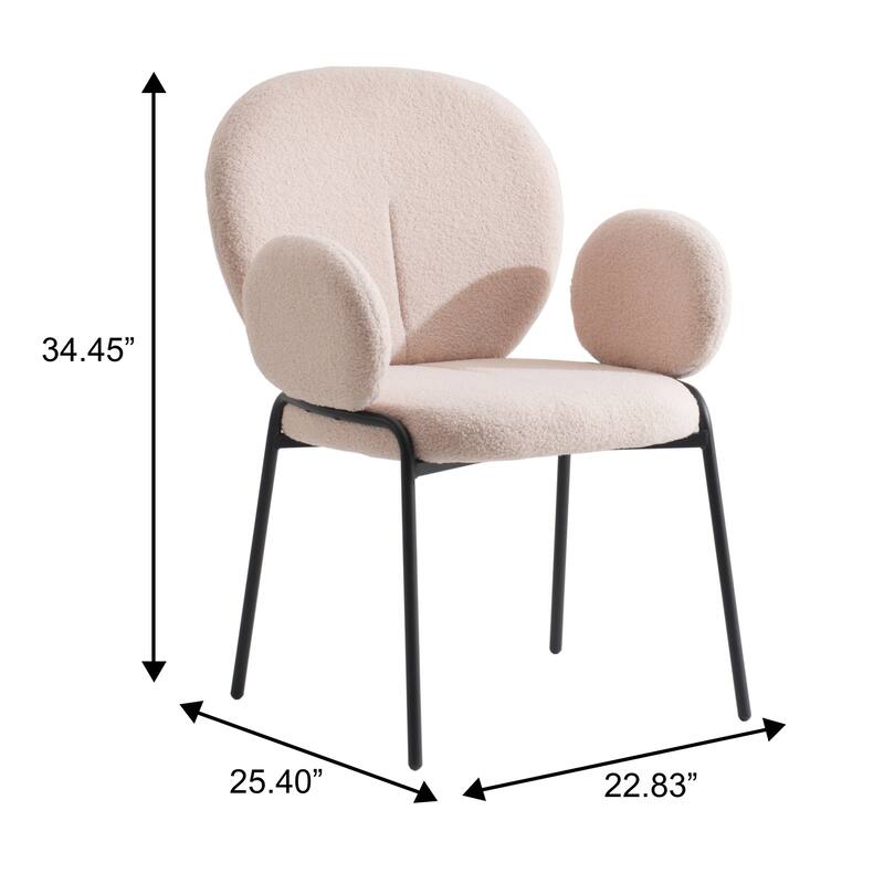 Celestial Modern Boucle Upholstered Accent Side Dining Chairs with Black Iron Legs for Living/Dining Room (Set of 4)