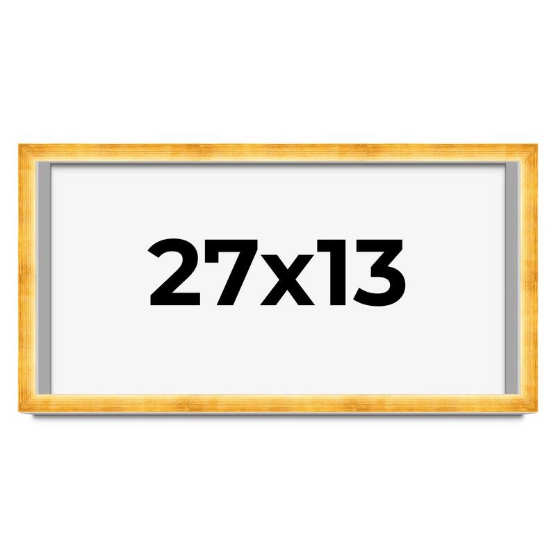 27x13 Shadow Box Frame Gold | 1.625 Inches Deep Real Wood Traditional