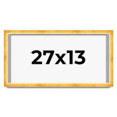 27x13 Shadow Box Frame Gold | 1.625 Inches Deep Real Wood Traditional