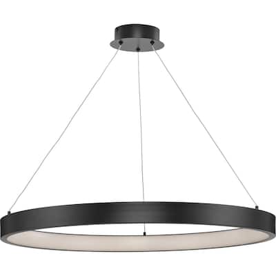 Inverse LED Collection Modern Matte Black Pendant - 30 in x 30 in x 2.4 in