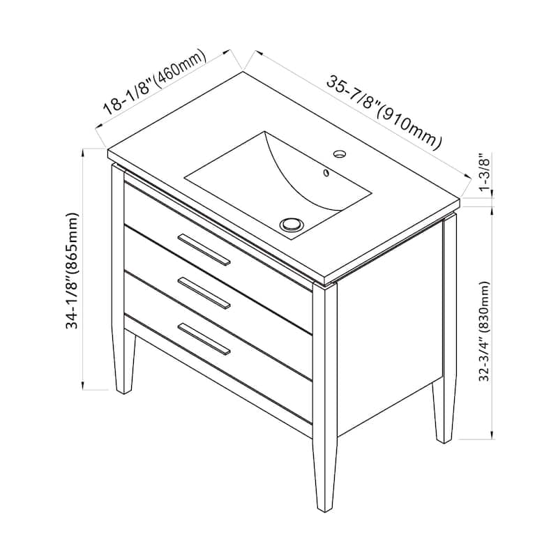 Ayer 36" Single Bathroom Vanity Set - 18D x 36W x 33H