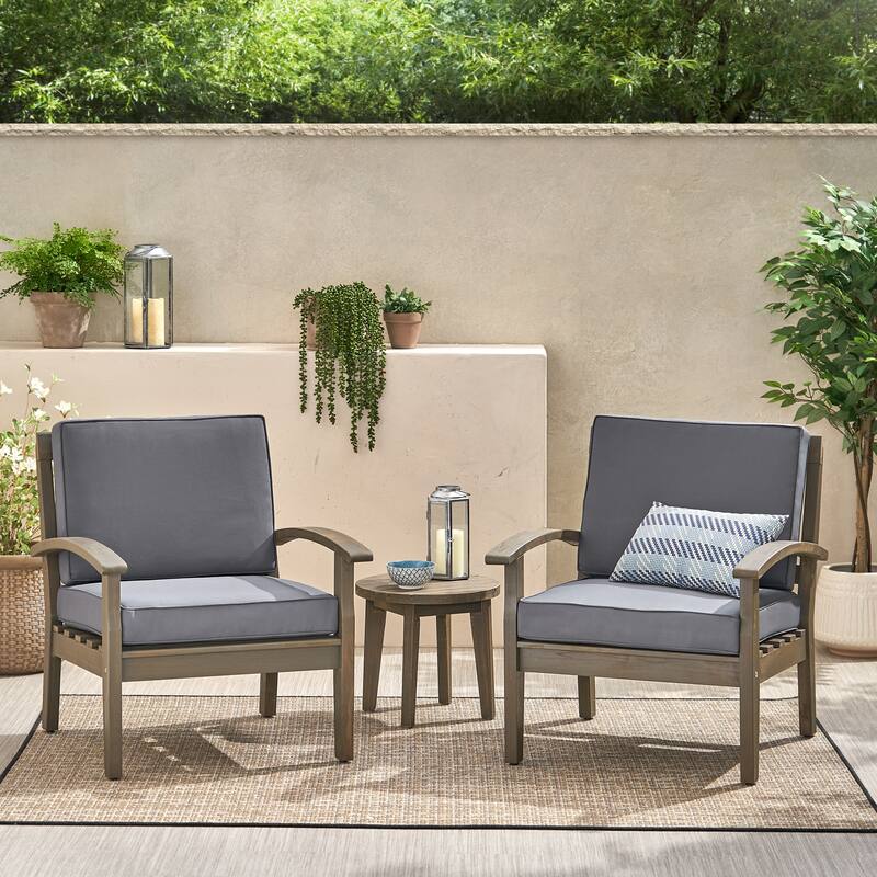 Roomfitters Outdoor Club Chair with Cushions, Durable Acacia Wood Frame and Weather-Resistant Seating