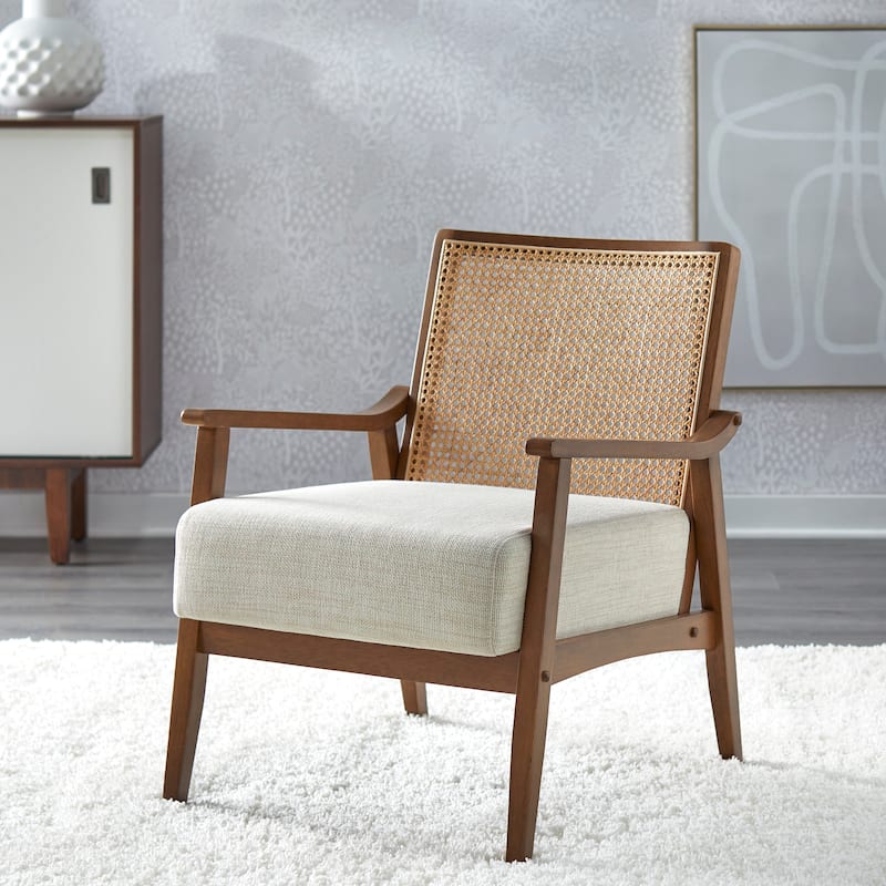 Lifestorey Serena Cane and Solid Wood Accent Chair - Walnut