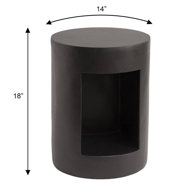 Nook 14" Wide Round Side Table in Fiberstone with Open Storage Compartment