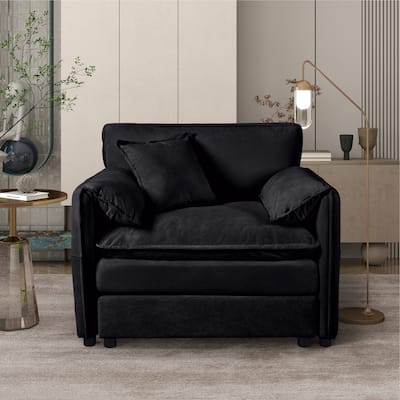 41.73" Oversized Modern Upholstered Sofa Chair, Modular Sectional, Deep Seat Reading Sofa, DIY Chenille, Black