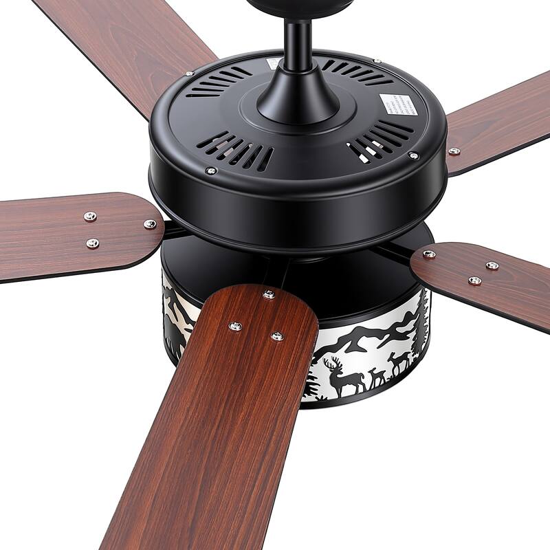 52-inch Reversible 5-Blade Caged Ceiling Fan with Light and Remote