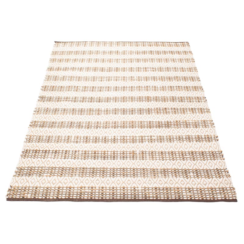 ECARPETGALLERY Flat-Weave Palas Denizli Ivory Jute Kilim - 5'8 x 8'1