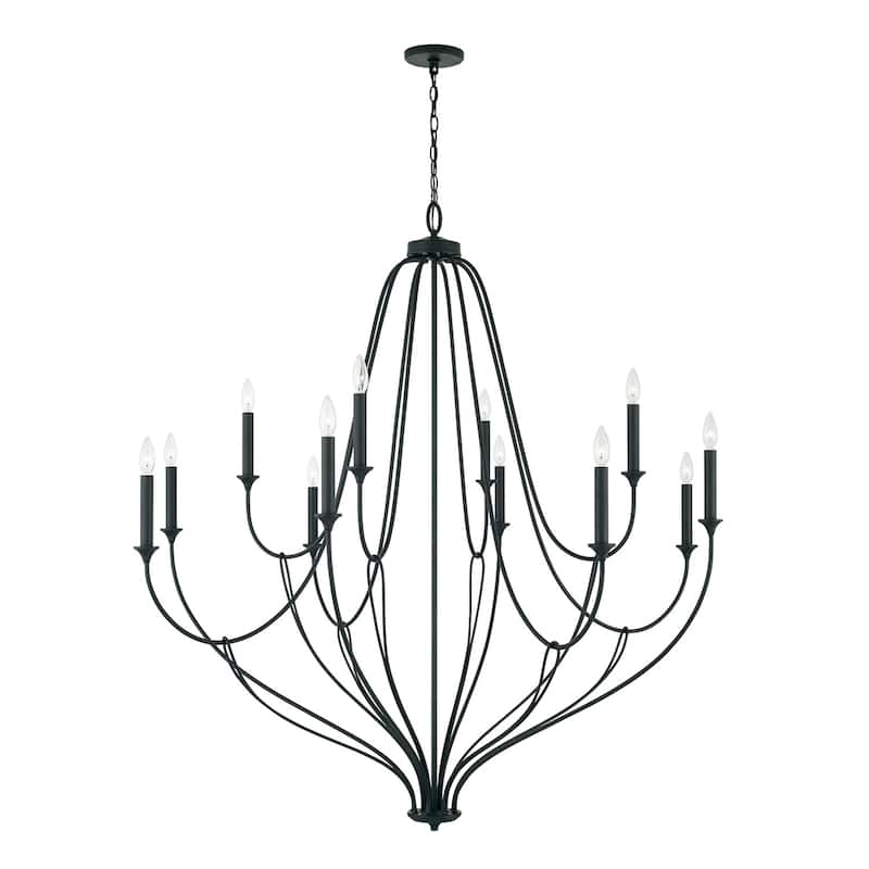 Bentley 52" 12-light Black Iron Grand Chandelier