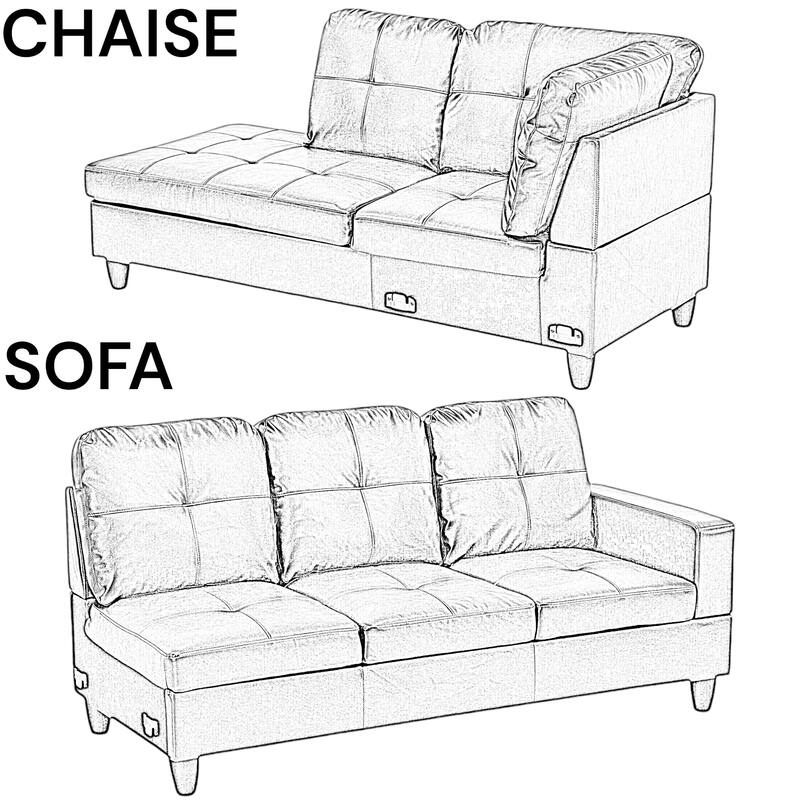 KISRAIS 103" Wide 2-Piece Vegan Leather Sectional Sofa