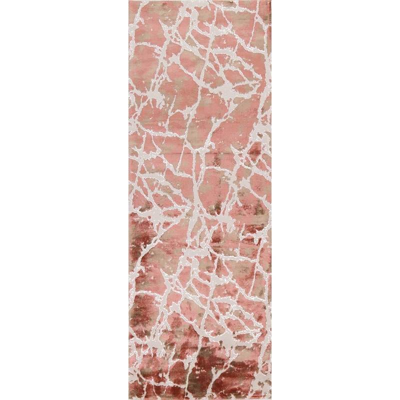 Abstract Transitional Turkish Oriental Rug Contemporary Carpet - 2'7" x 9'10" - Rust