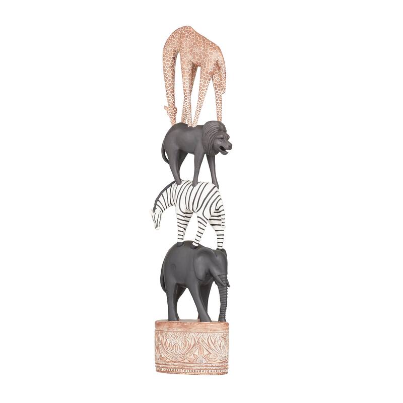 Multi Colored Polystone Safari Animals Sculpture
