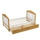 preview thumbnail 6 of 9, Twin Size House Bed with 2 Storage Drawers, Wooden Bed for Girls Boys Teens, No Box Spring Needed, Walnut & White Finish