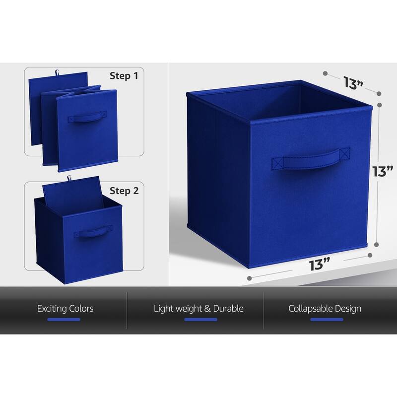 Sorbus Fabric Storage Bins 13" Foldable Cubes With Handles For Pantry, Cubbies, Toy And Closet Shelving Organization - 6Pk