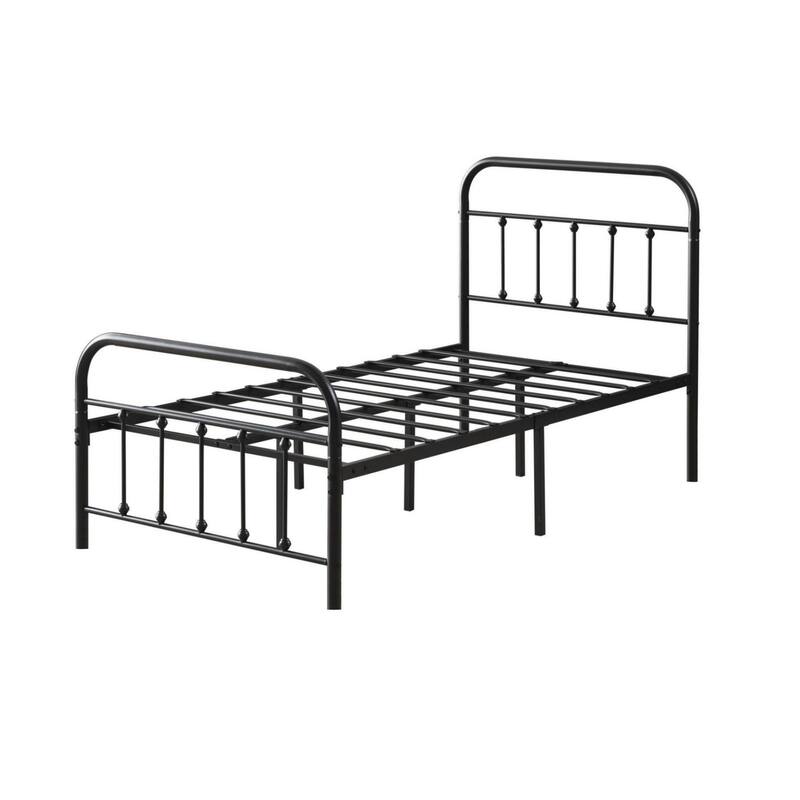 Metal Platform Bed Frame with Headboard and Footboard, Heavy Duty Slat Support/Underbed Storage Space, Vintage Style