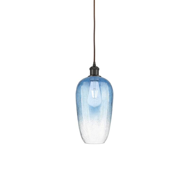 Innovations Lighting 516-1P-15-7 Brookhaven Flute Pendant Brookhaven - Oil Rubbed Bronze / Sapphire Blue