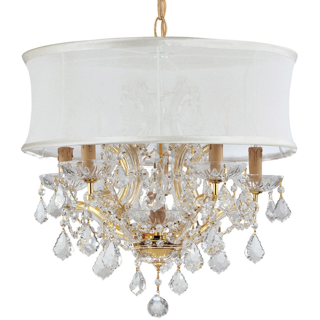Brentwood 6 Light Crystal Gold Drum Shade Chandelier - 20'' W x 19'' H