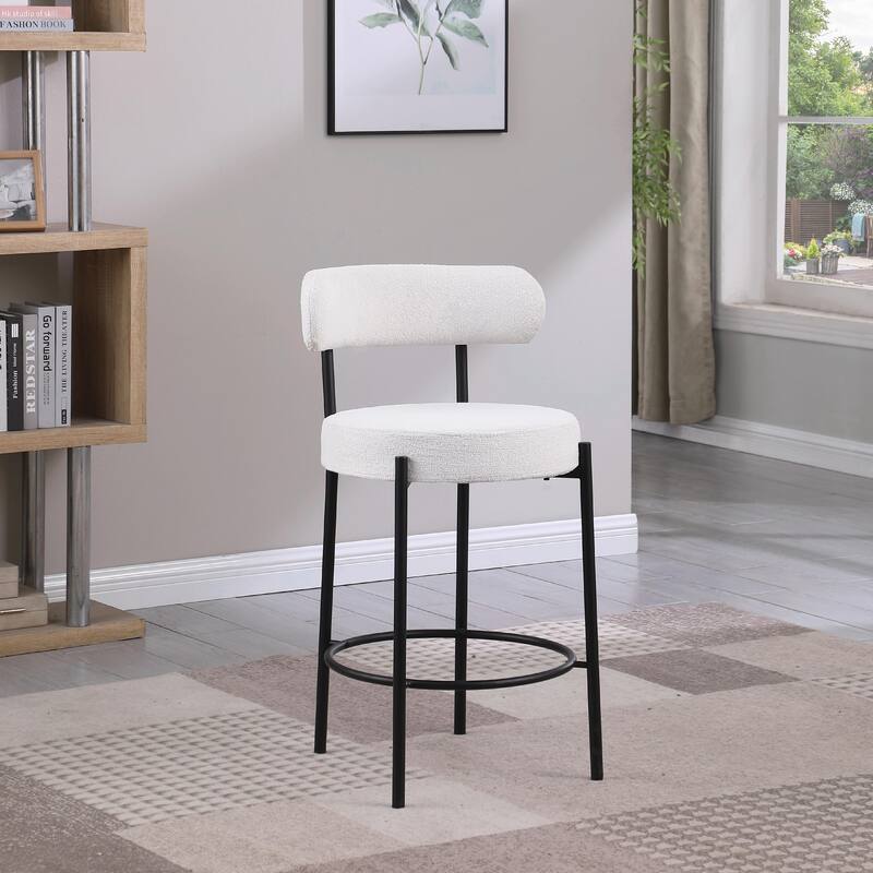 Woker Modern Sherpa Counter Height Stools - Set of 2 - White Black
